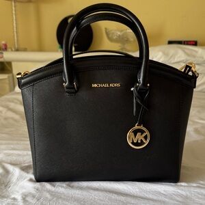 Michael Kors Black Satchel with Gold Accents
